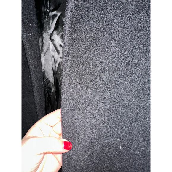 Made in Tunisia of Benetton Wool Coat Womens EU 38 Black full length no buttons - Picture 5 of 8